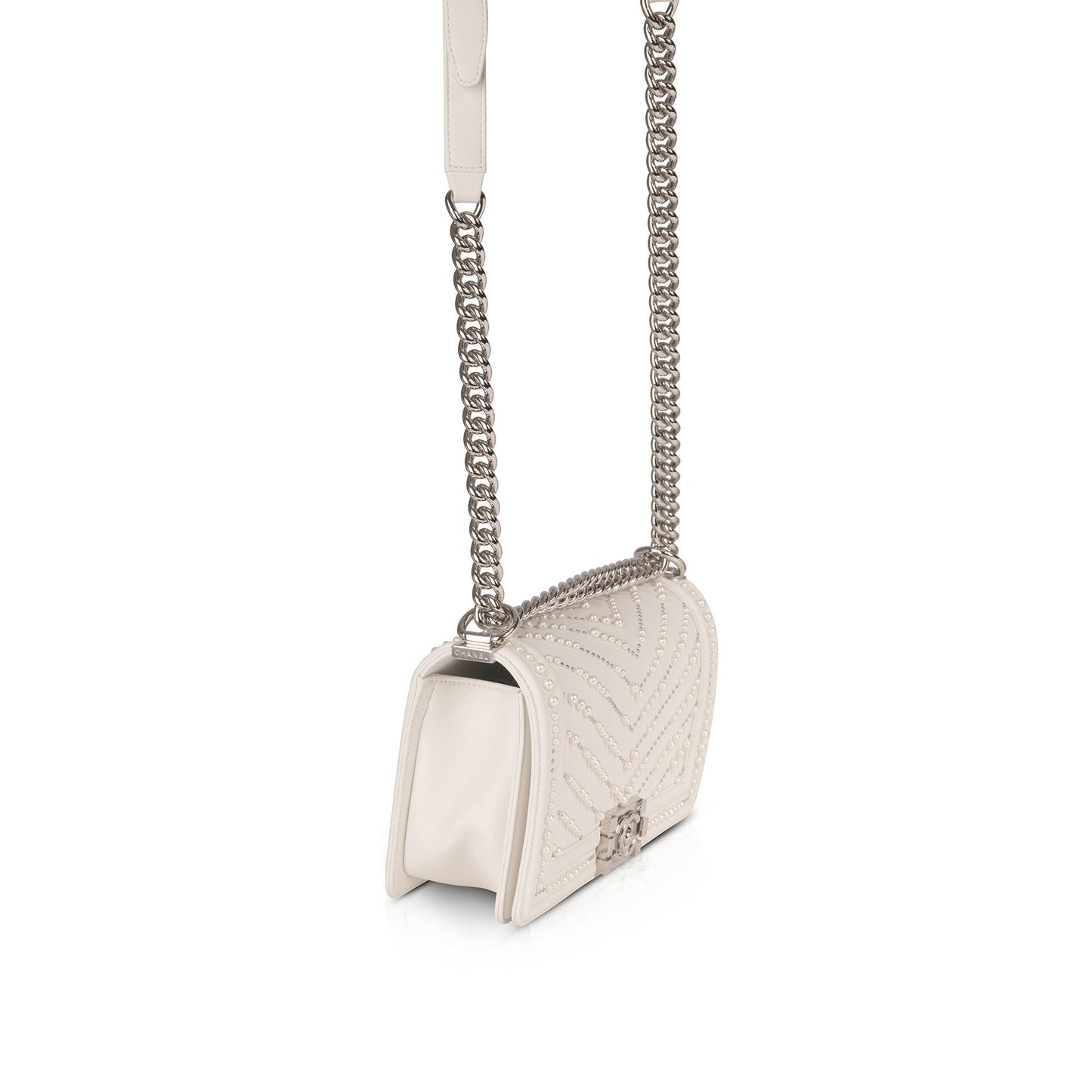 Chanel Medium Chevron Pearl Boy Bag