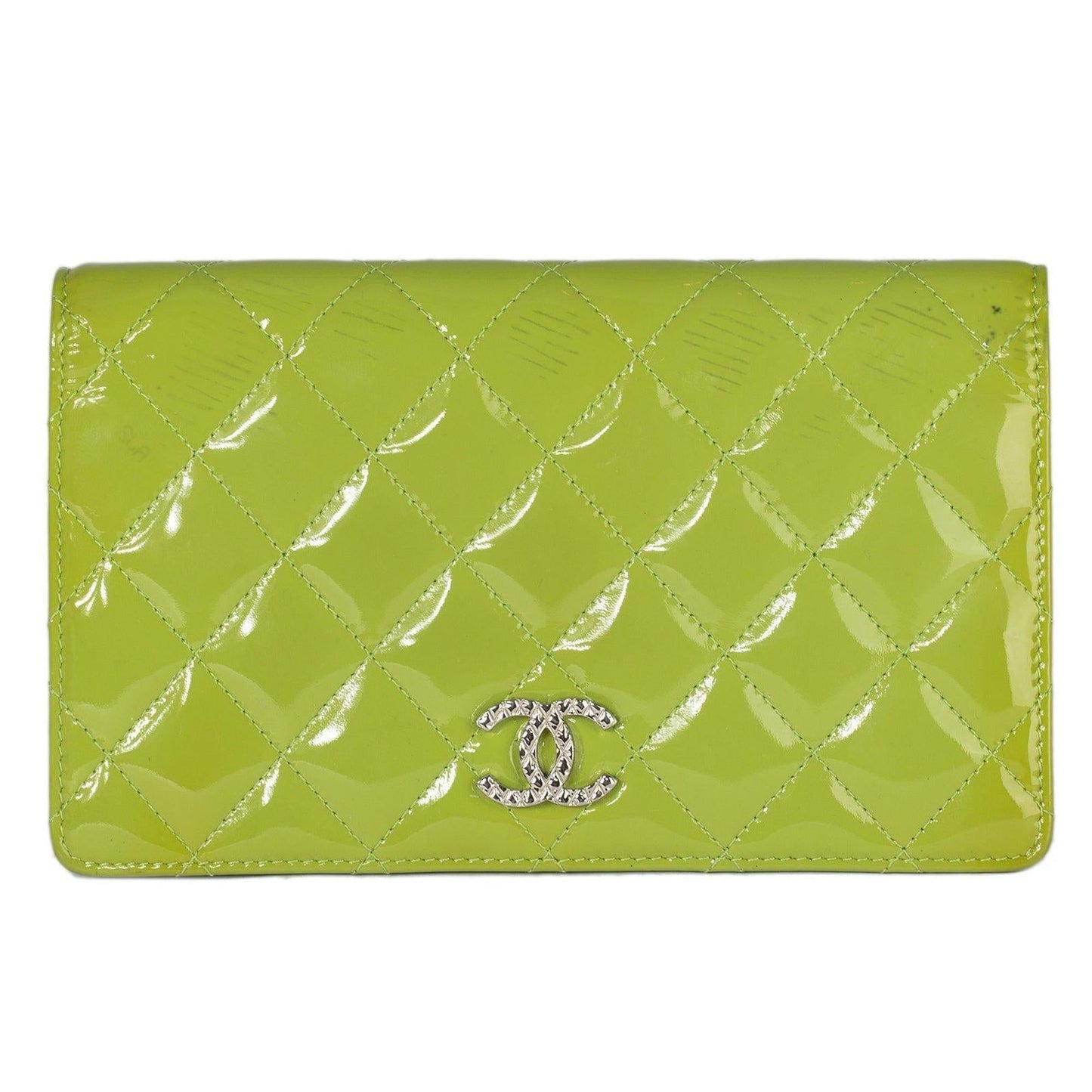 Chanel Patent Leather Quilted CC Yen Wallet