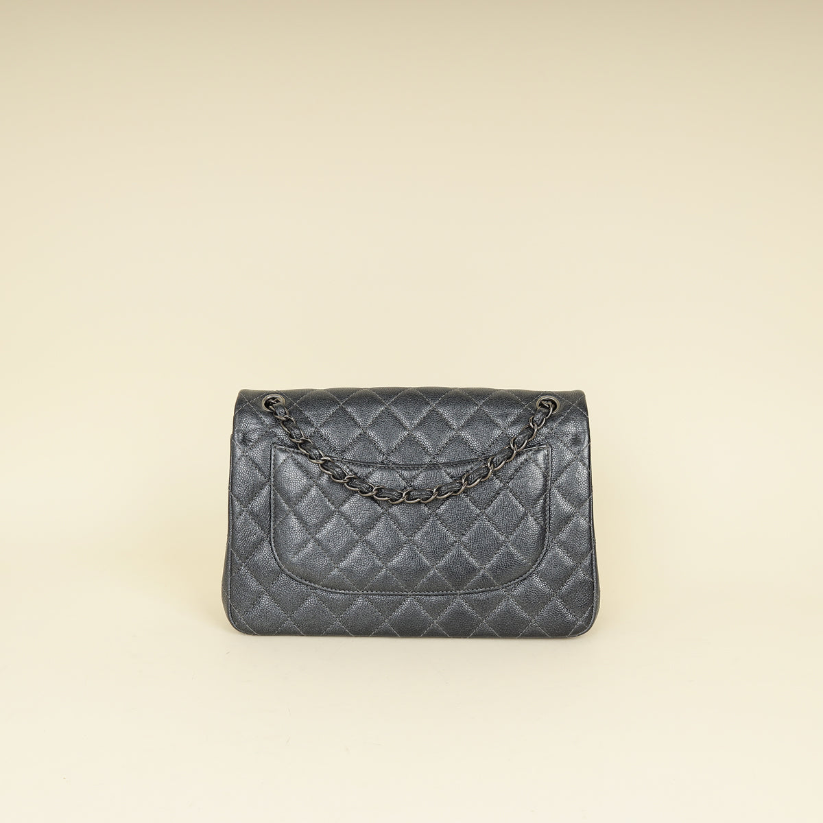 Chanel Metallic Charcoal Classic Double Flap Jumbo Bag