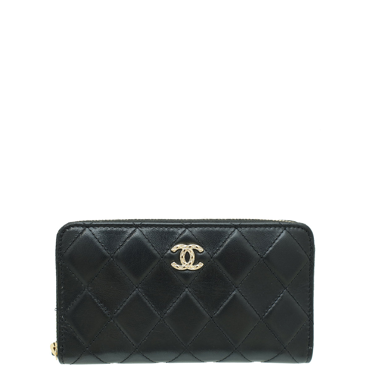 Chanel Black CC Quilted Zipped Wallet