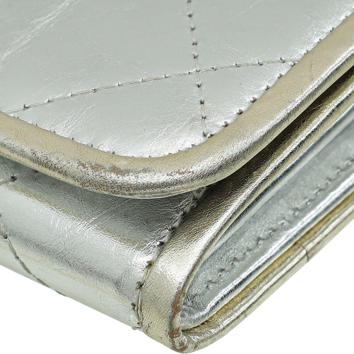 Chanel Metallic Silver CC Classic Flap Long Wallet