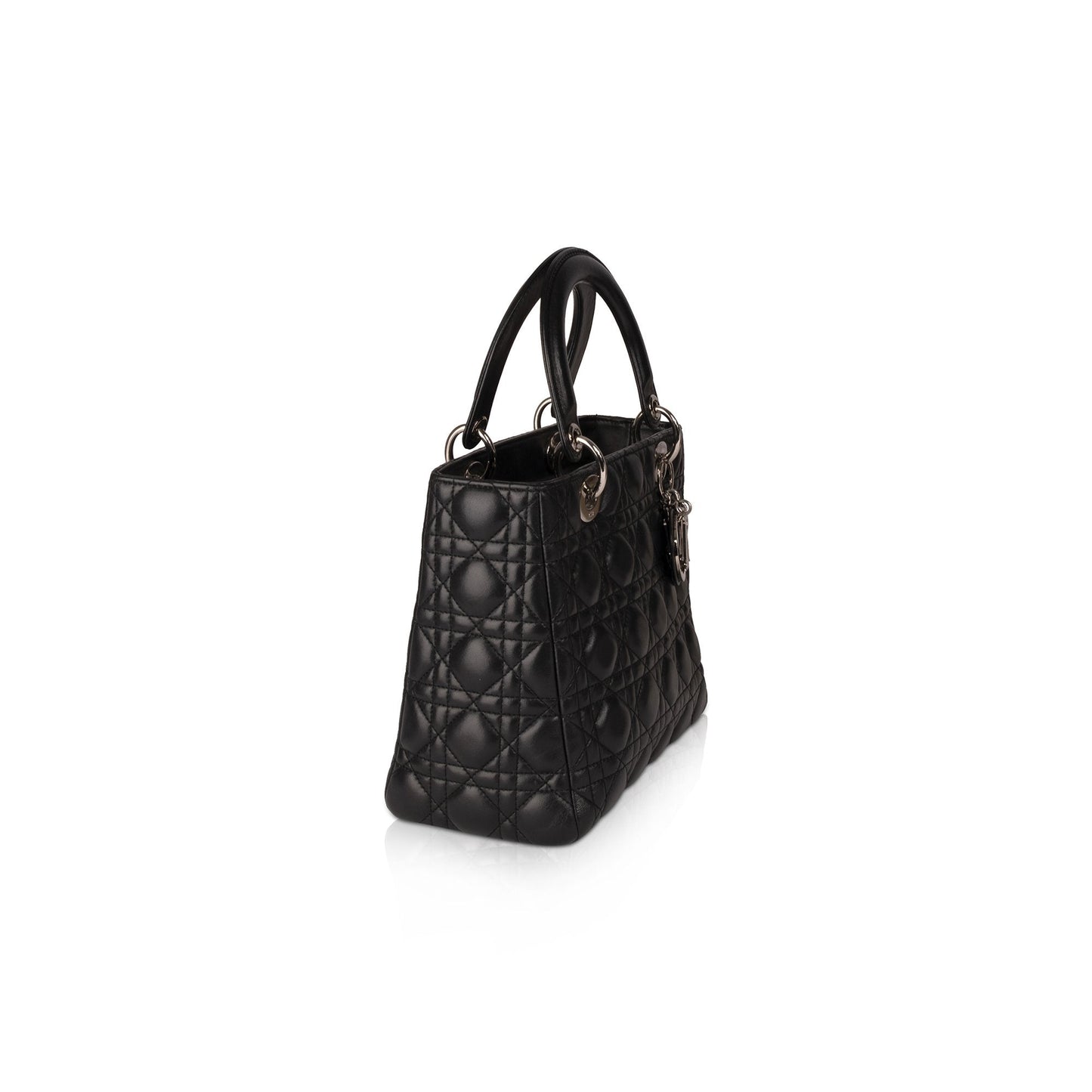 Christian Dior Black Lambskin Medium Lady Dior Bag