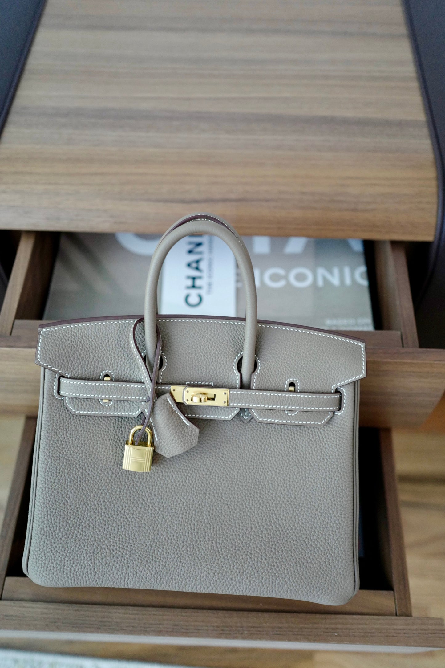 BNIB Hermes Birkin 25 Etoupe Togo Gold Hardware B 2023 With Receipt