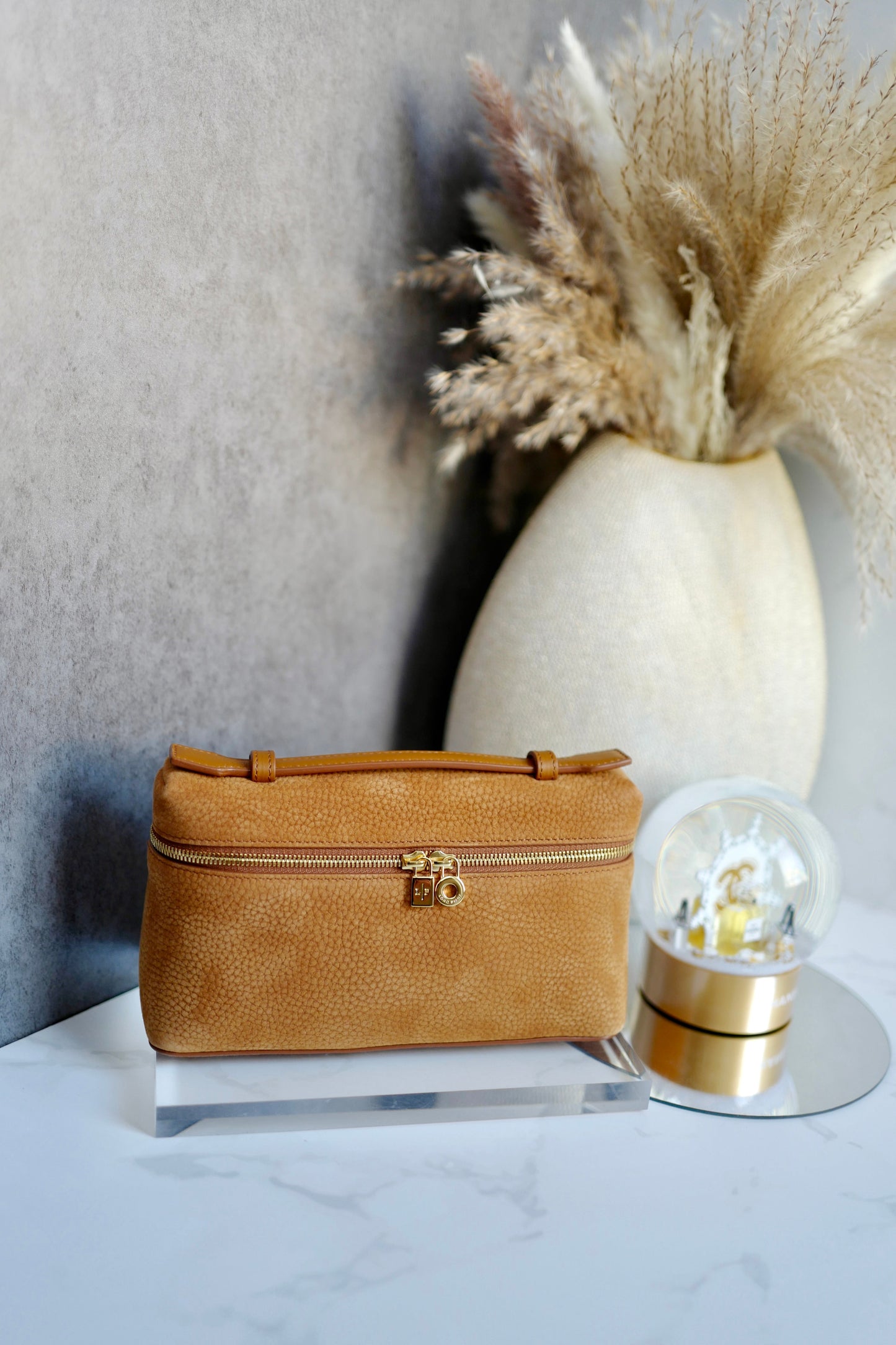 NEW Loro Piana Extra Pocket L19 Vanity Pouch Crossbody Bag Grained Nubuck
