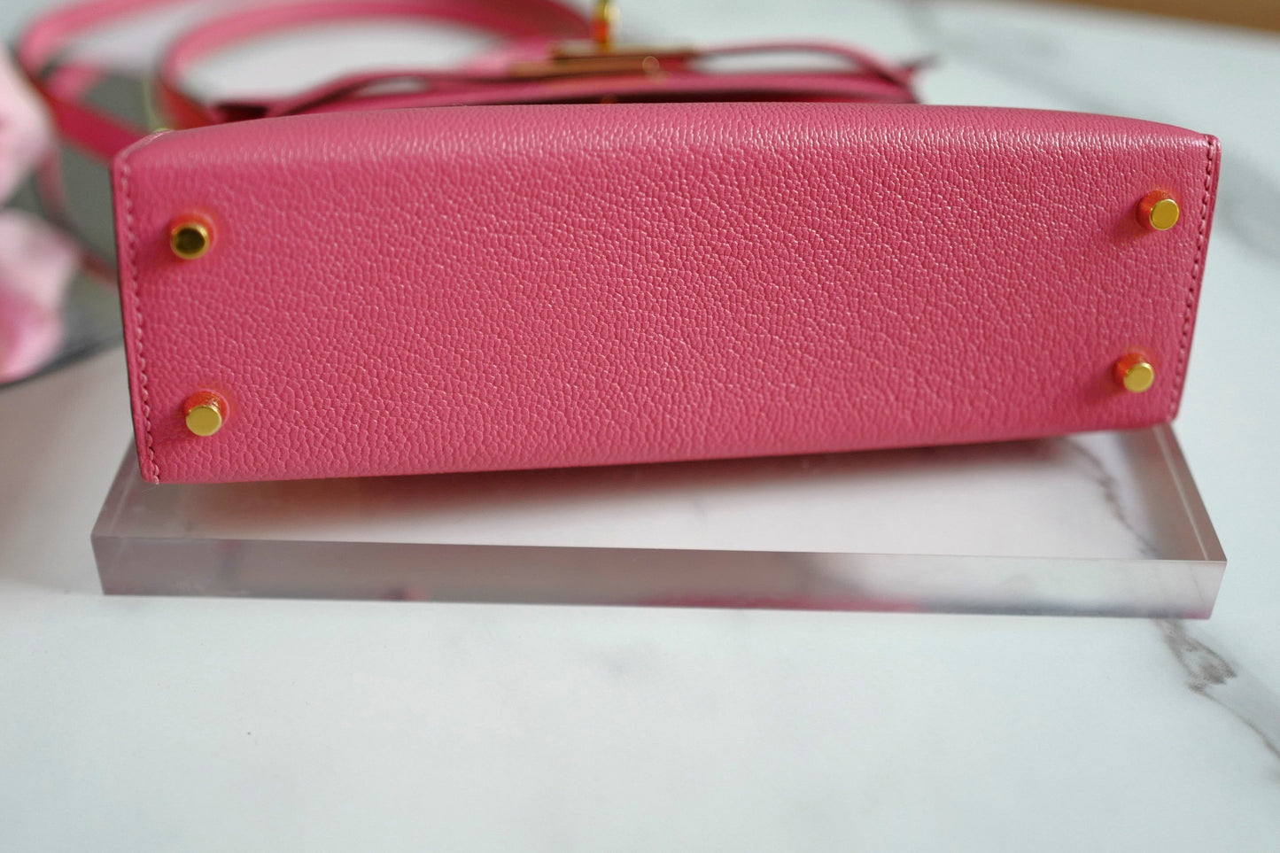 BNIB Hermes Mini Kelly Rose Lipstick Chevre GHW