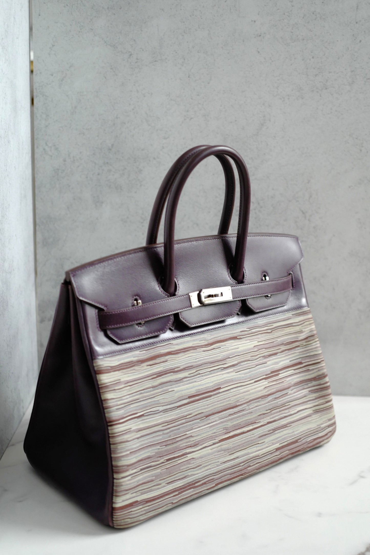 Preowned Hermes Birkin 35 Vibrato Raisin With Palladium HW Limited Edition