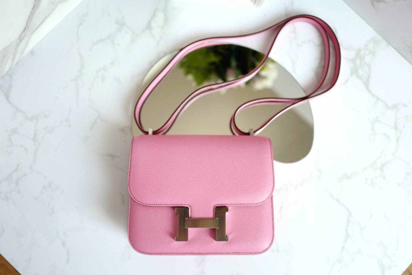 NEW Hermès Mini Constance 18 in 5P Bubblegum Pink Epsom with Palladium HW 2022