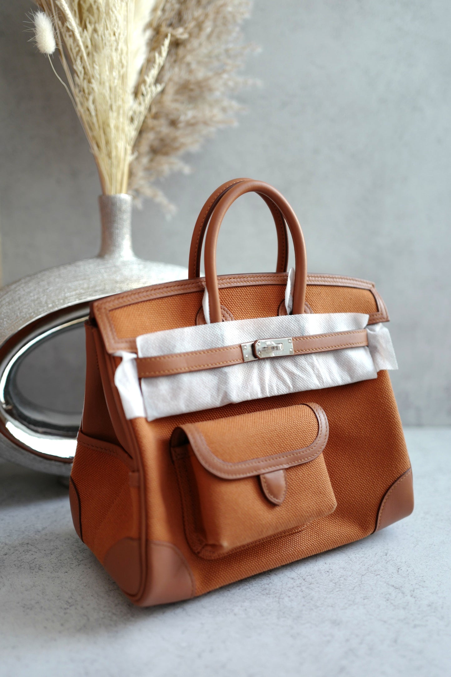 BNIB HERMÈS Birkin Cargo 25 Gold Swift leather &Toile canvas with Palladium HW