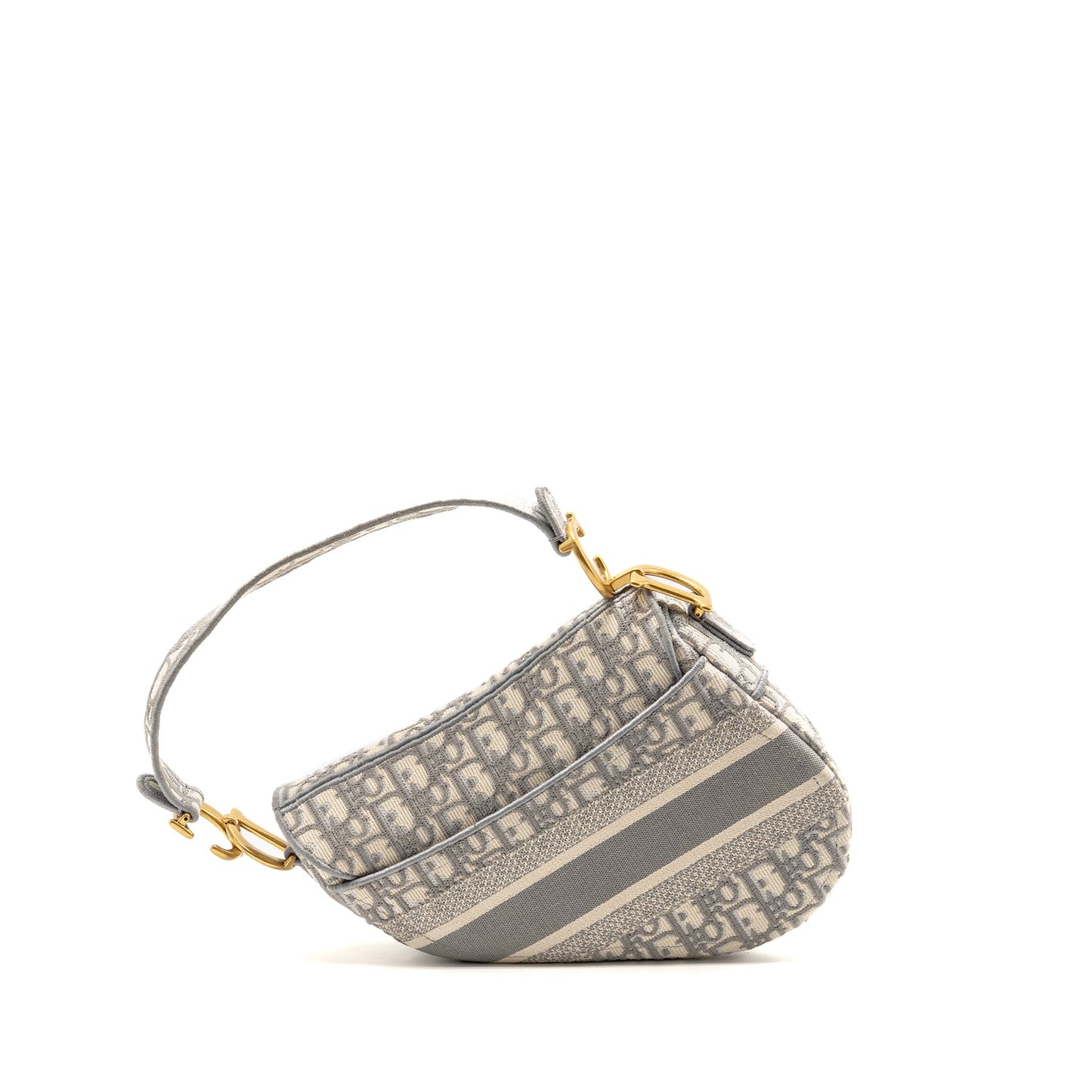 Dior Medium Saddle Bag Dior Oblique Embroidery Light Grey GHW