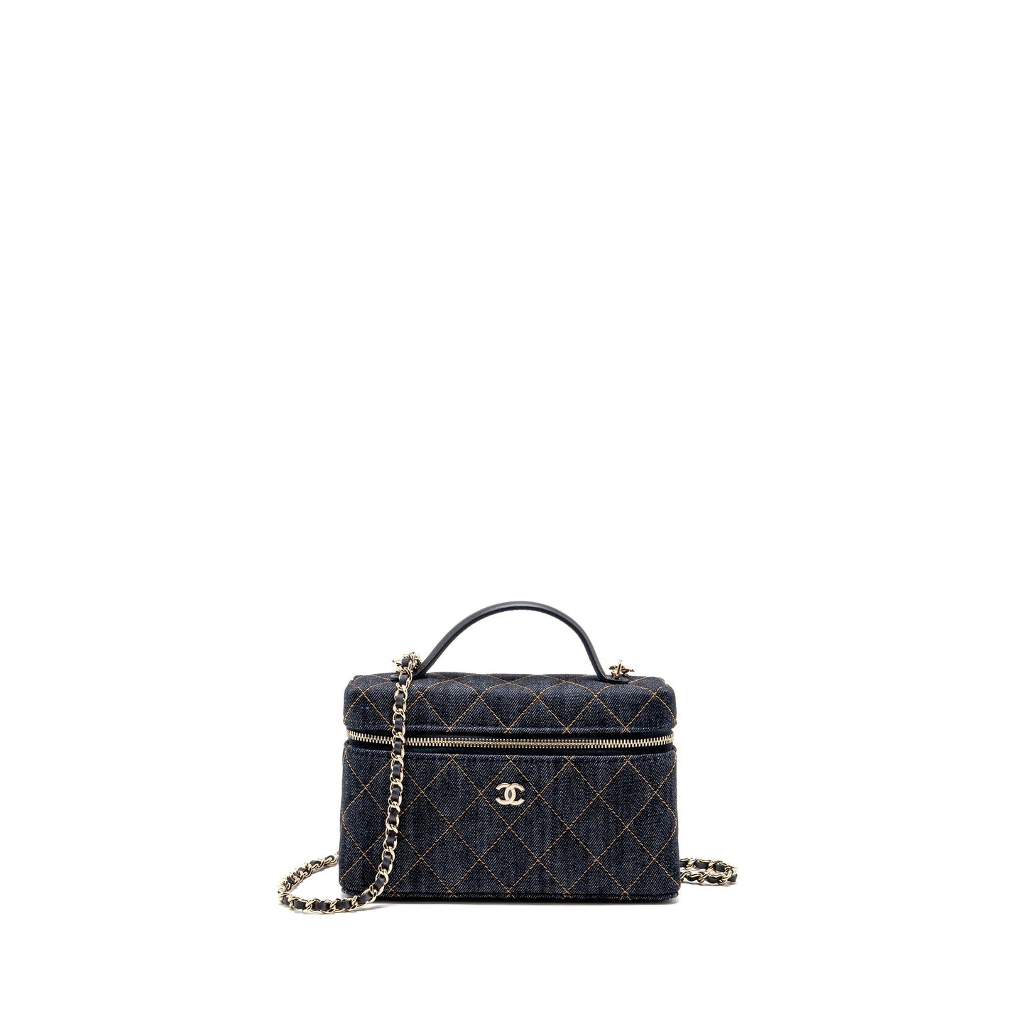 Chanel 26p top handle vanity denim dark blue LGHW (microchip)