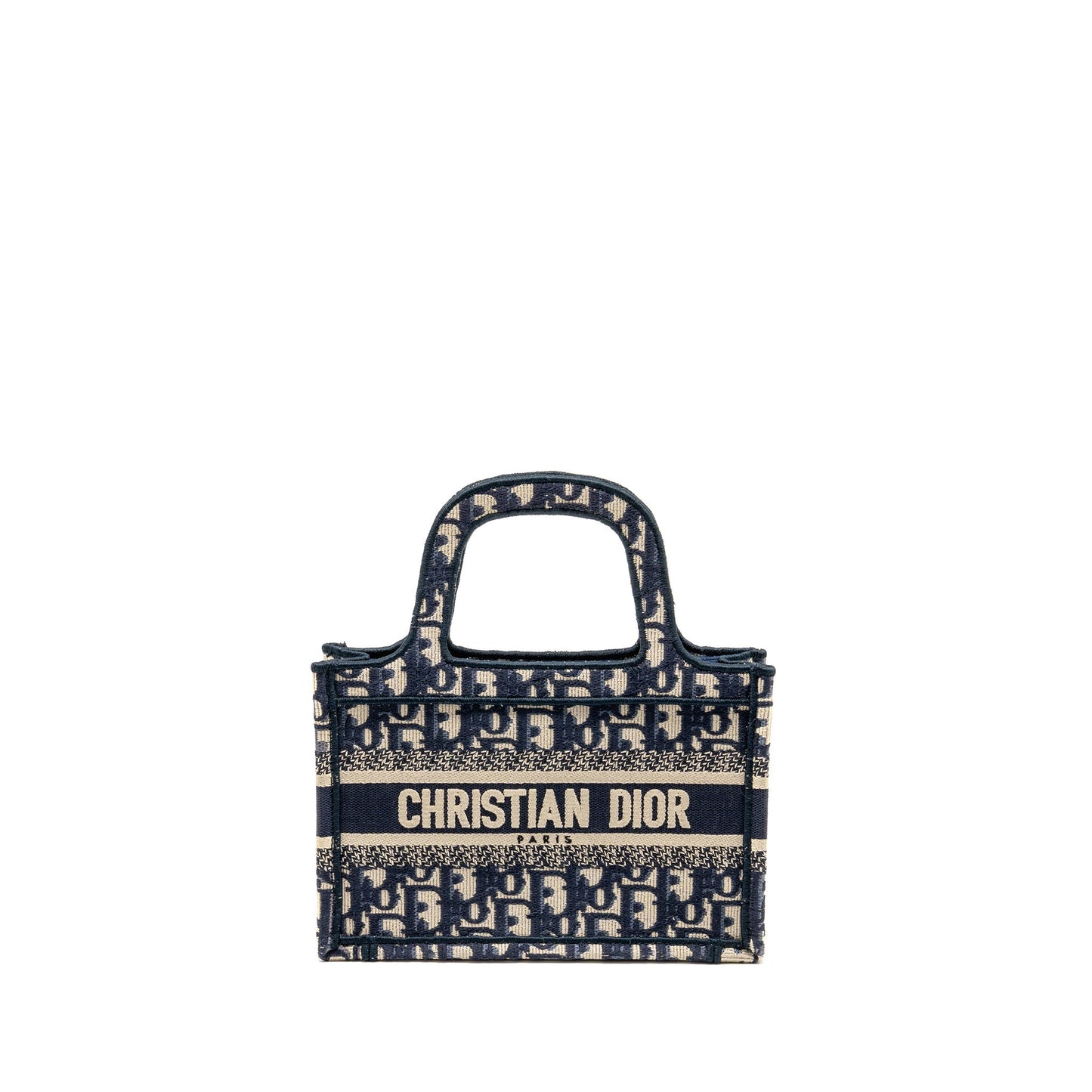 Dior Mini Book Tote Bag Blue Oblique Embriodery