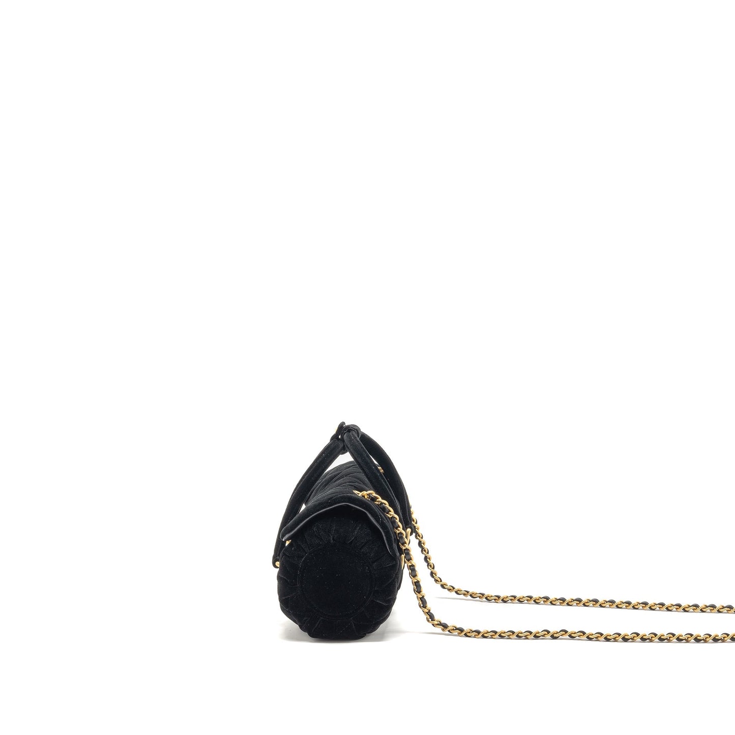 Chanel mini bowling clutch with chain velvet black GHW (microchip)