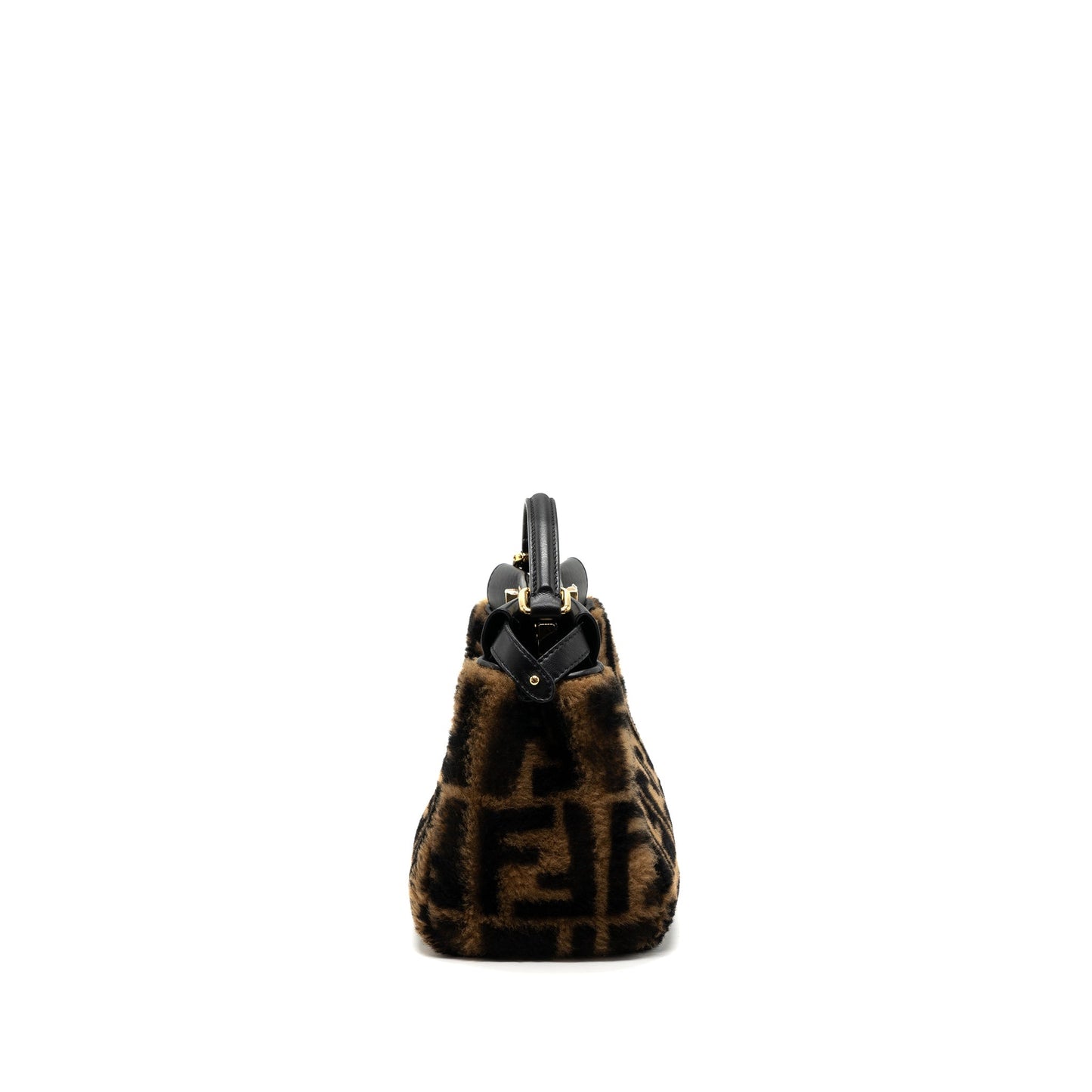 Fendi Mini Peekaboo Shearling Brown/ Black GHW