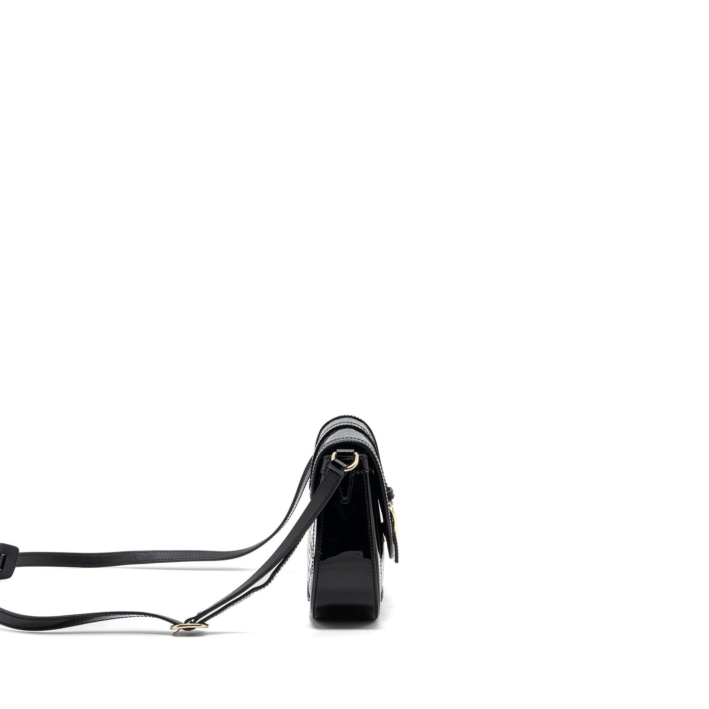Gucci messenger crossbody bag patent black LGHW