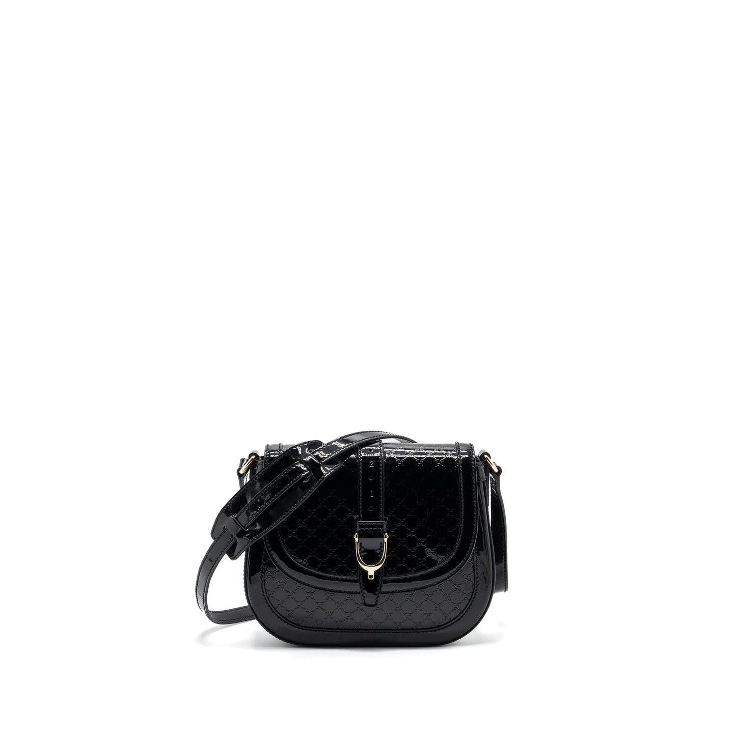 Gucci messenger crossbody bag patent black LGHW