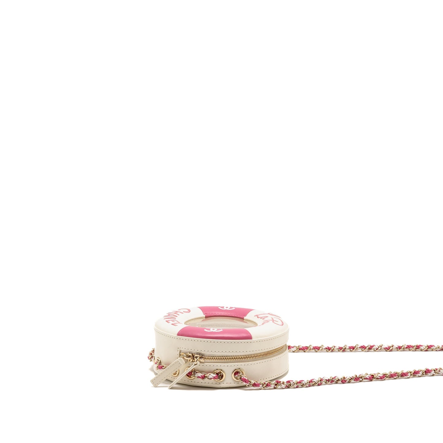 Chanel 19c La Pausa Lifesaver Bag Lambskin/PVC Pink/White LGHW
