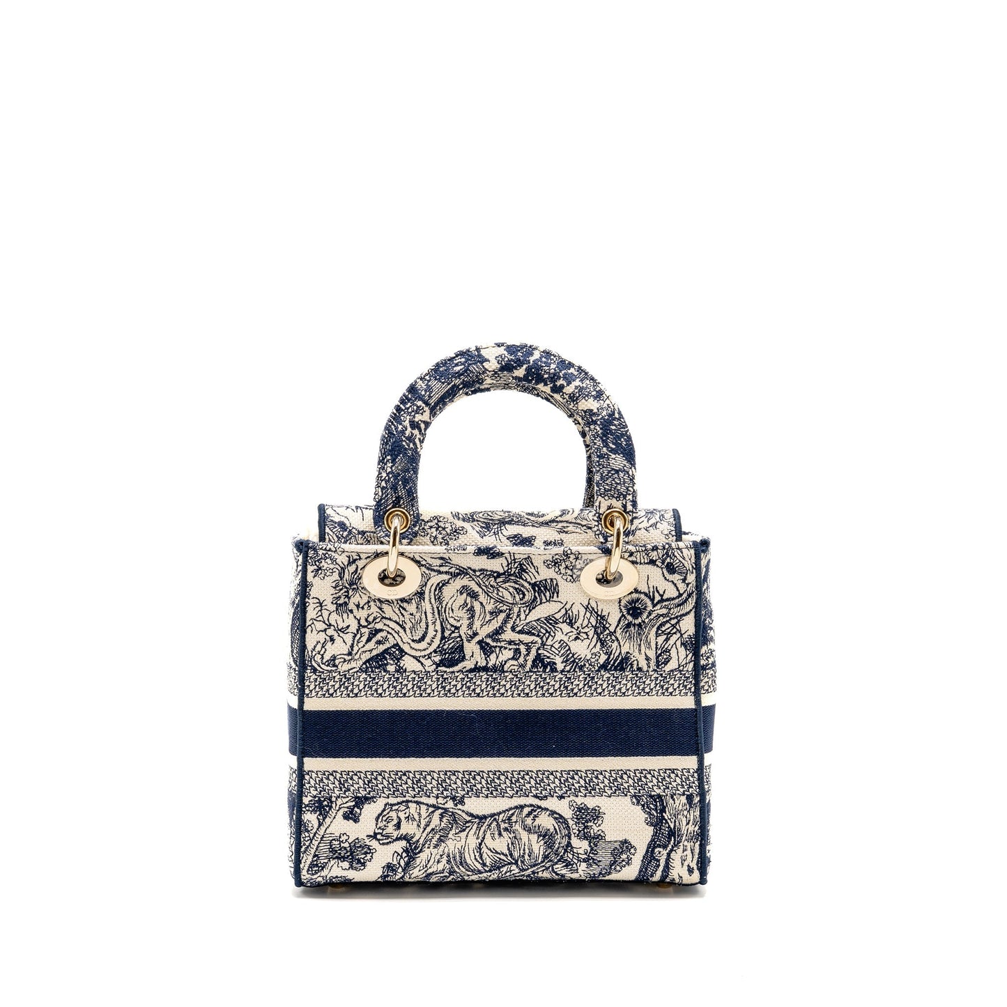 Dior Medium Lady D-Lite Bag Toile de Jouy Embroidery Blue LGHW