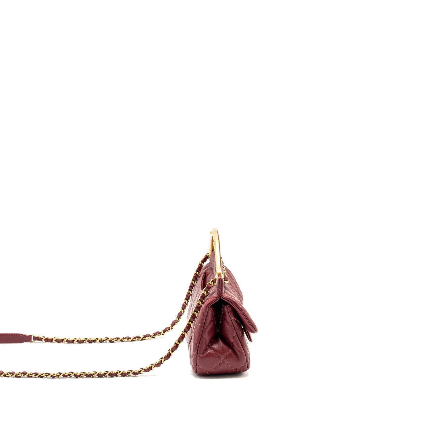 Chanel Lady Handle Bag Lambskin Burgundy GHW (Microchip)