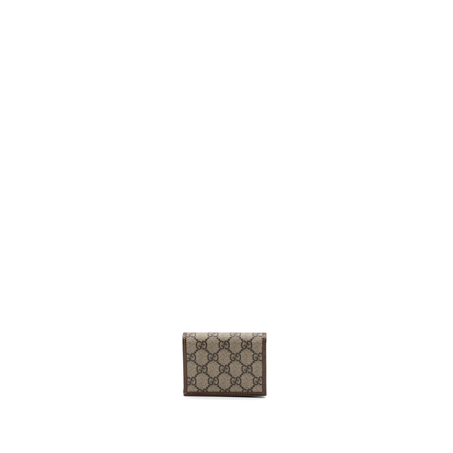 Gucci Horsebit 1955 Card Case Wallet GG Supreme Canvas/ Calfskin Brown GHW