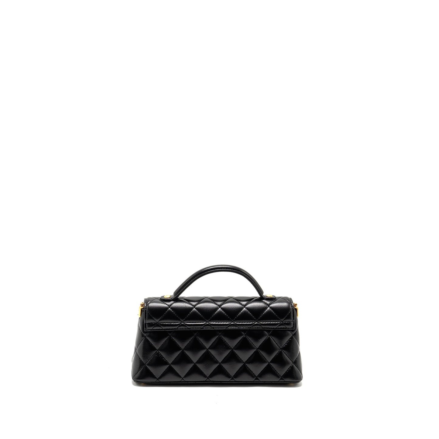 Chanel 25p Top Handle Flap Bag Shiny Lambskin Black GHW(microchip)