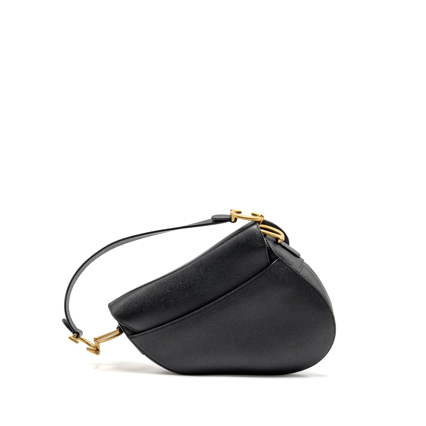 Dior Saddle Bag with Strap Grained Calfskin Black GHW
