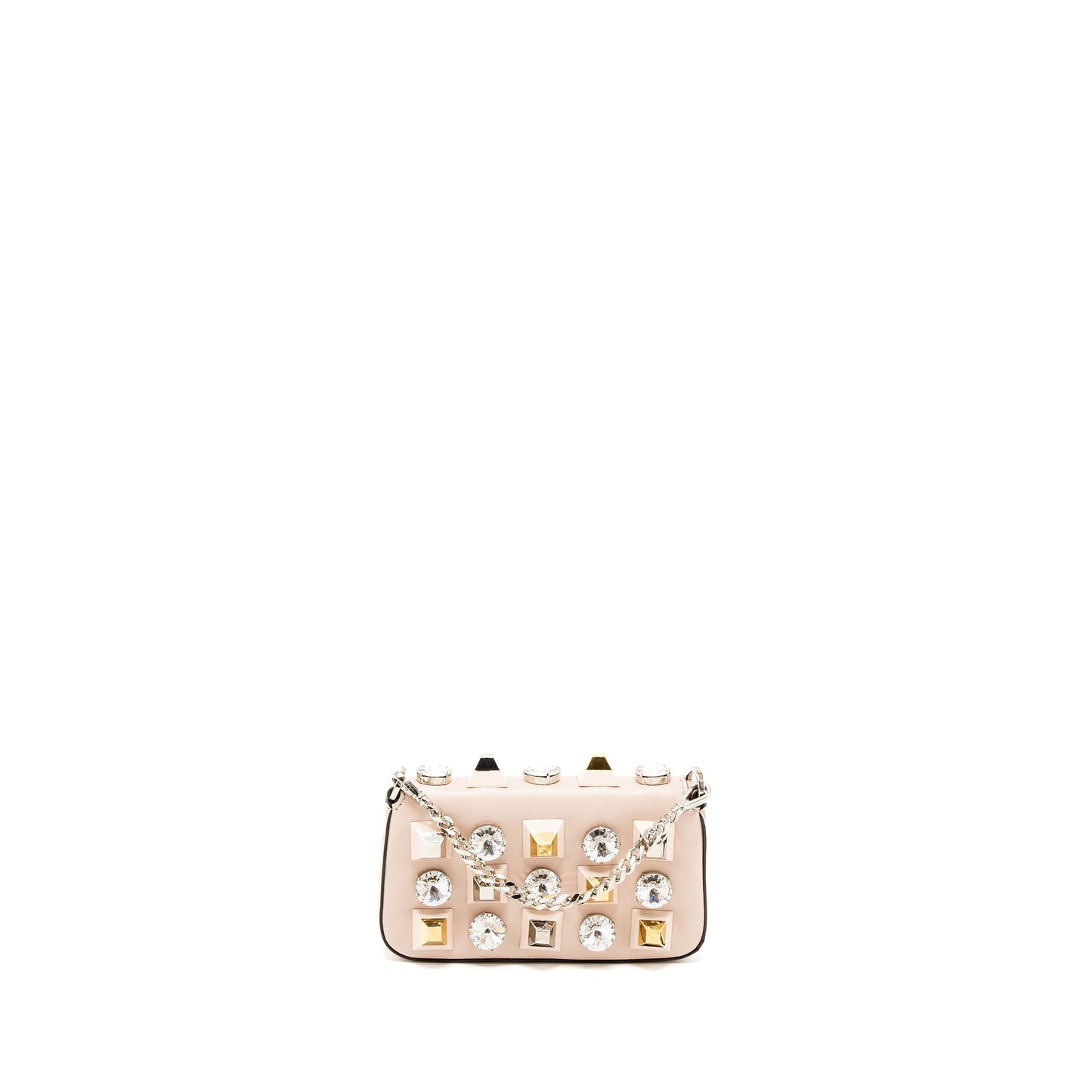 Fendi Mini Flap Clutch with Chain Lambskin Light Pink SHW