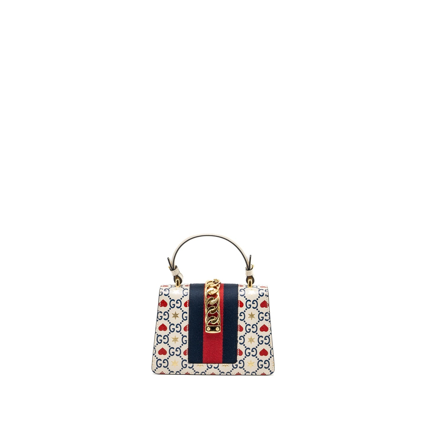 Gucci Mini top handle Sylvie tote bag with heart print limited white multicolor GHW