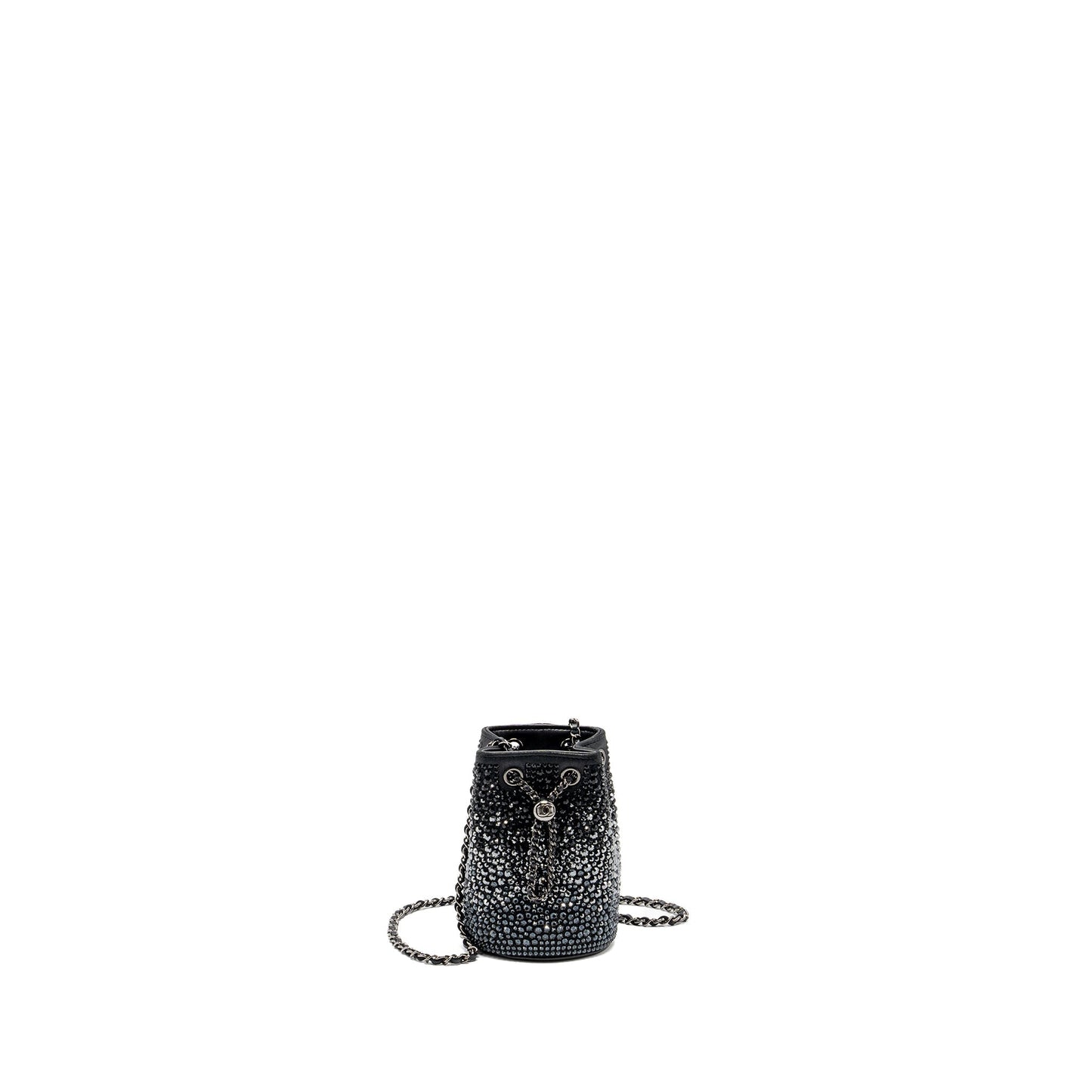Chanel super mini Crystal studded clutch with chain lambskin black ruthenium hardware