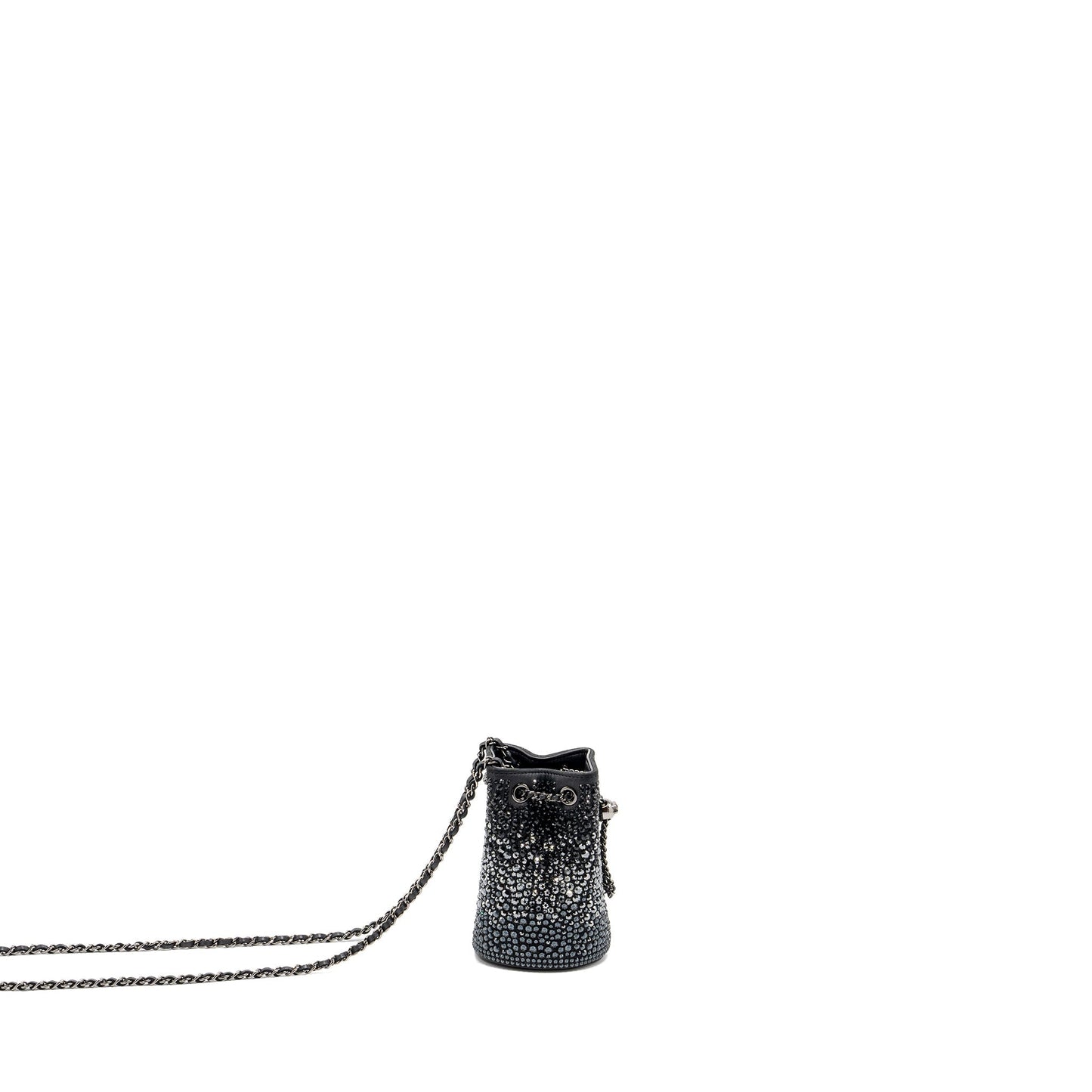 Chanel super mini Crystal studded clutch with chain lambskin black ruthenium hardware