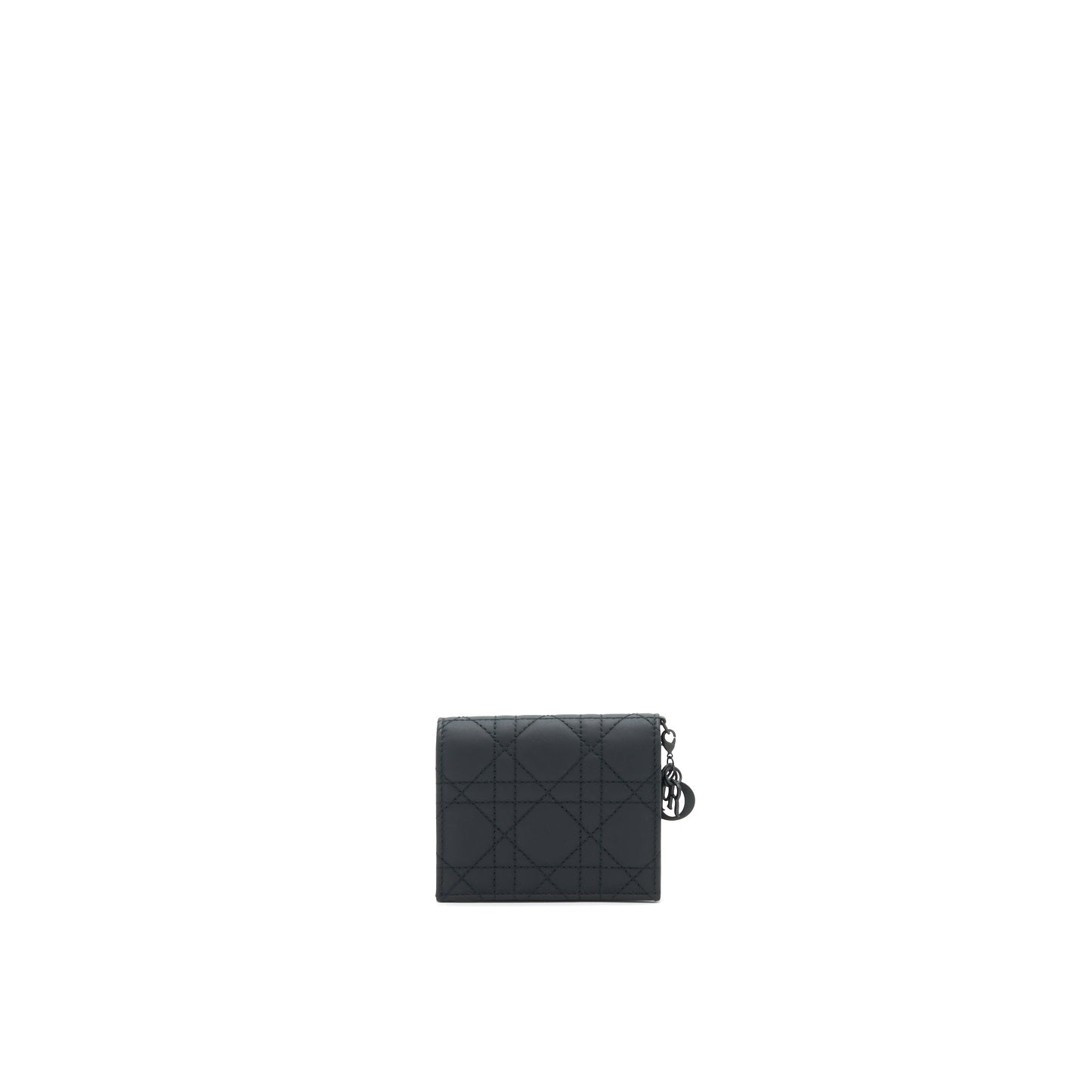 Christian Dior Ultra Matte Black Cannage Quilted Leather Lady Dior Card Holder