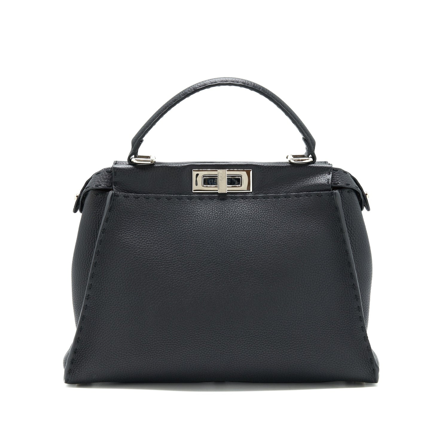 Fendi Peekaboo Tote Bag Grained Calfskin Black SHW