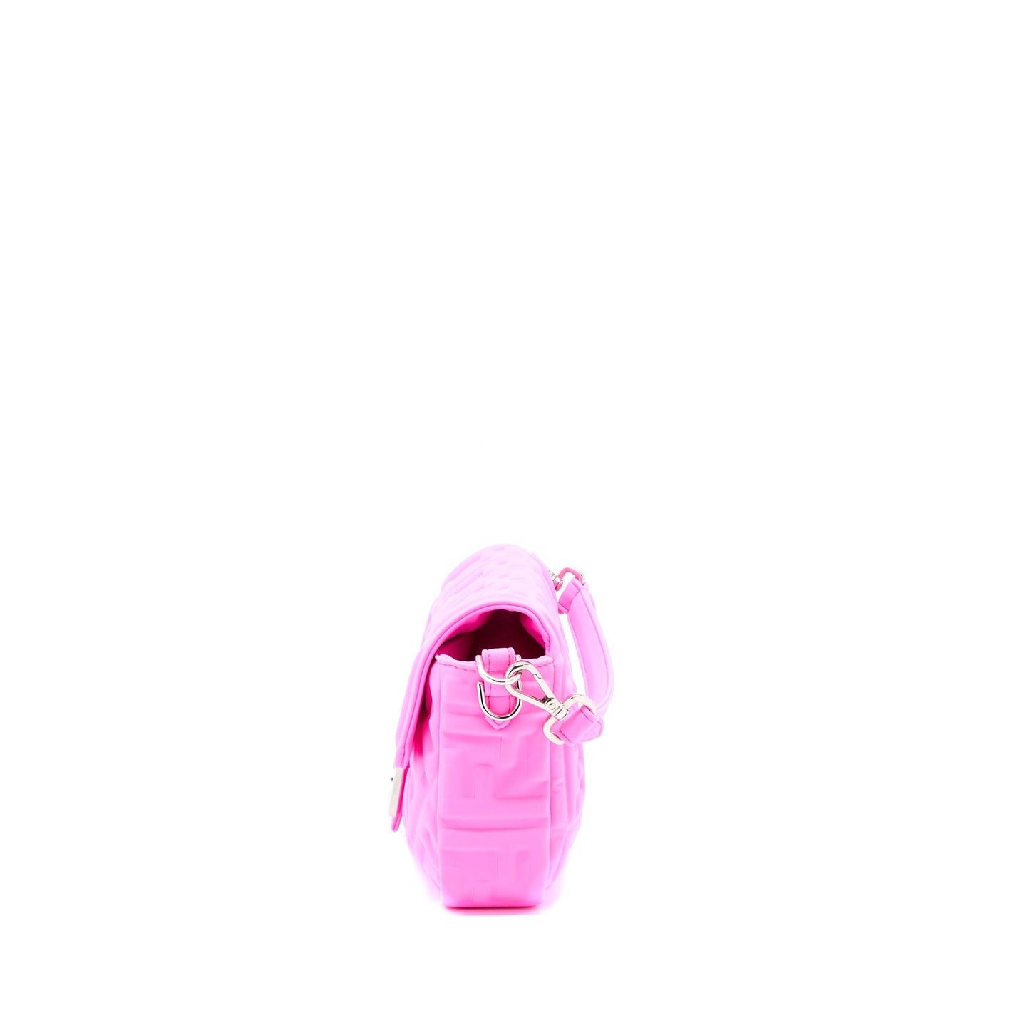Fendi Baguette Bag Lycra FF Embossed Bright Pink SHW