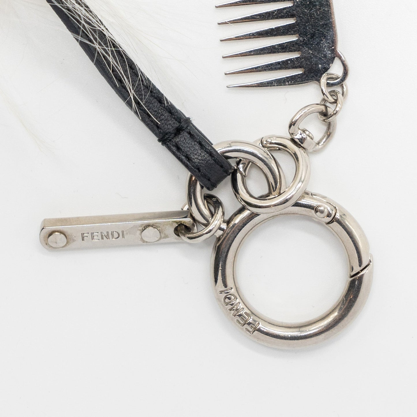 Fendi Karl Lagerfeld Keyring Charm Black/ White Fur SHW