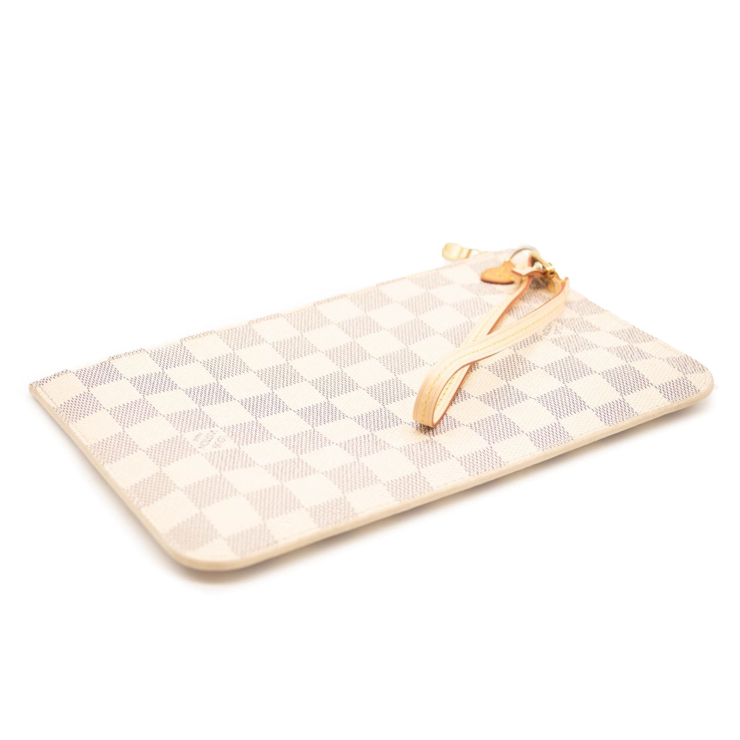 USED LOUIS VUITTON Damier Azur Neverfull MM GM Pochette in Rose Ballerine