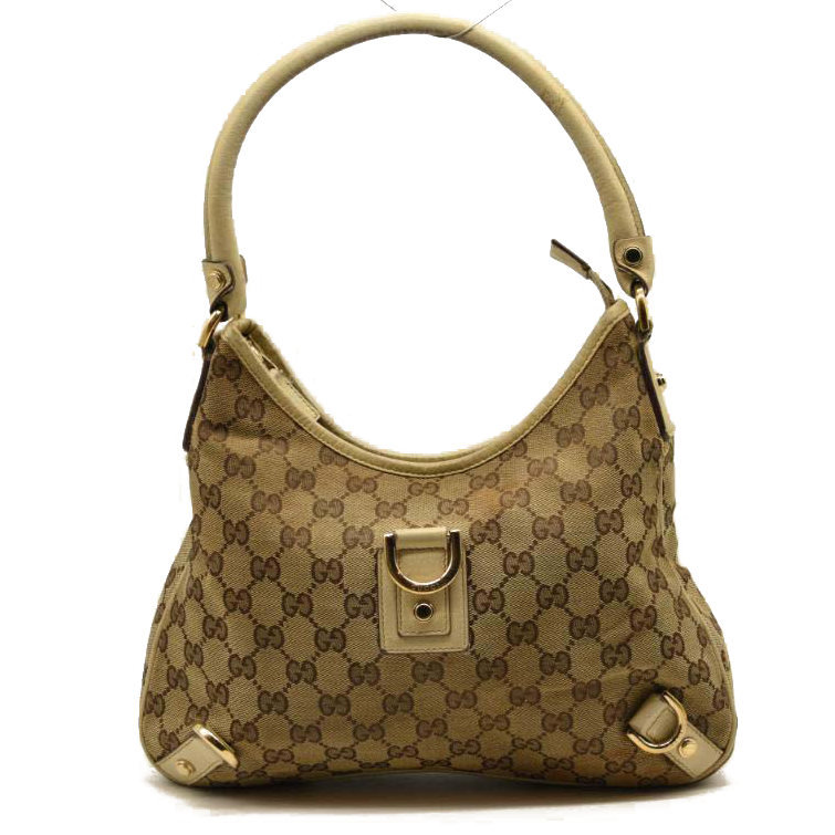 GUCCI Monogram Medium Abbey D Ring Hobo Off White