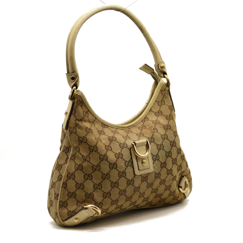 USED GUCCI Monogram Medium Abbey D Ring Hobo Off White