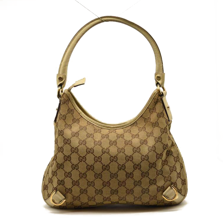 GUCCI Monogram Medium Abbey D Ring Hobo Off White