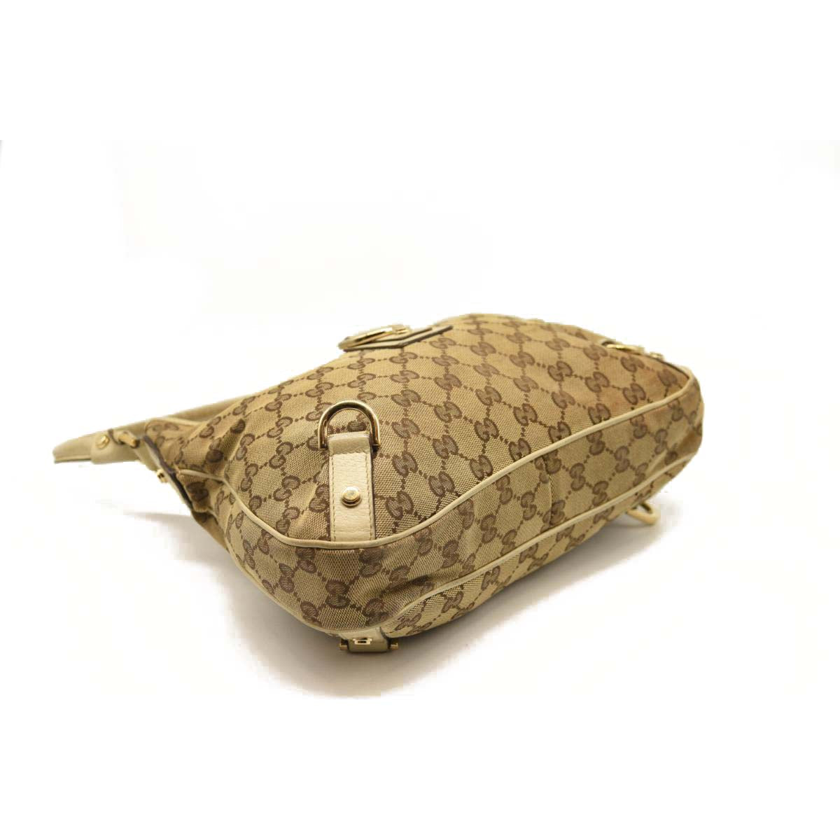 USED GUCCI Monogram Medium Abbey D Ring Hobo Off White