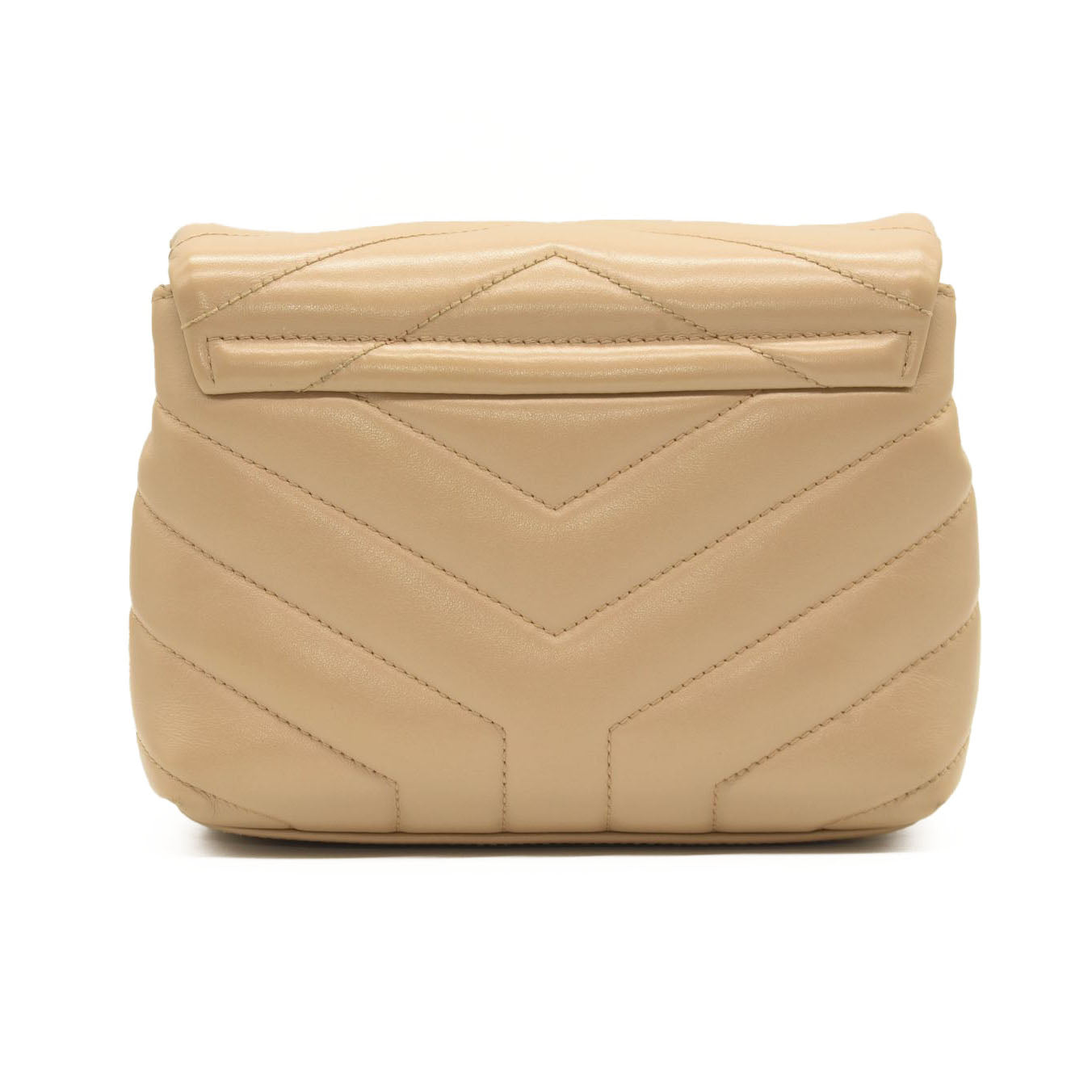 SAINT LAURENT Calfskin Y Quilted Monogram Toy Loulou Crossbody Bag Dark Beige