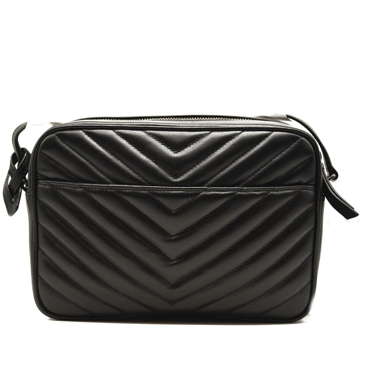 NEW SAINT LAURENT Calfskin Matelasse Monogram Lou Camera Bag Black