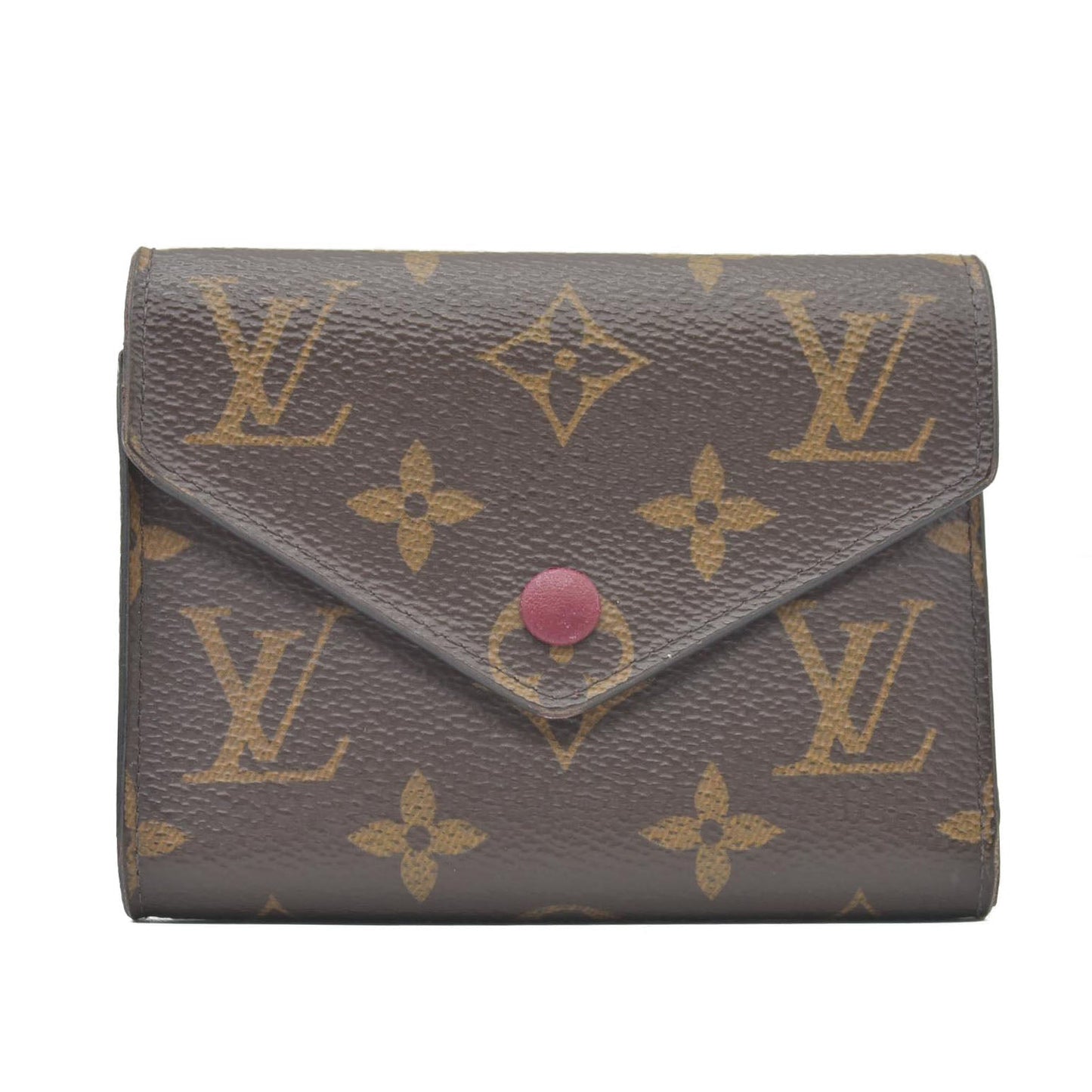 $605 2020 Louis Vuitton Monogram Victorine Trifold Wallet Fuchsia Interior FY0220