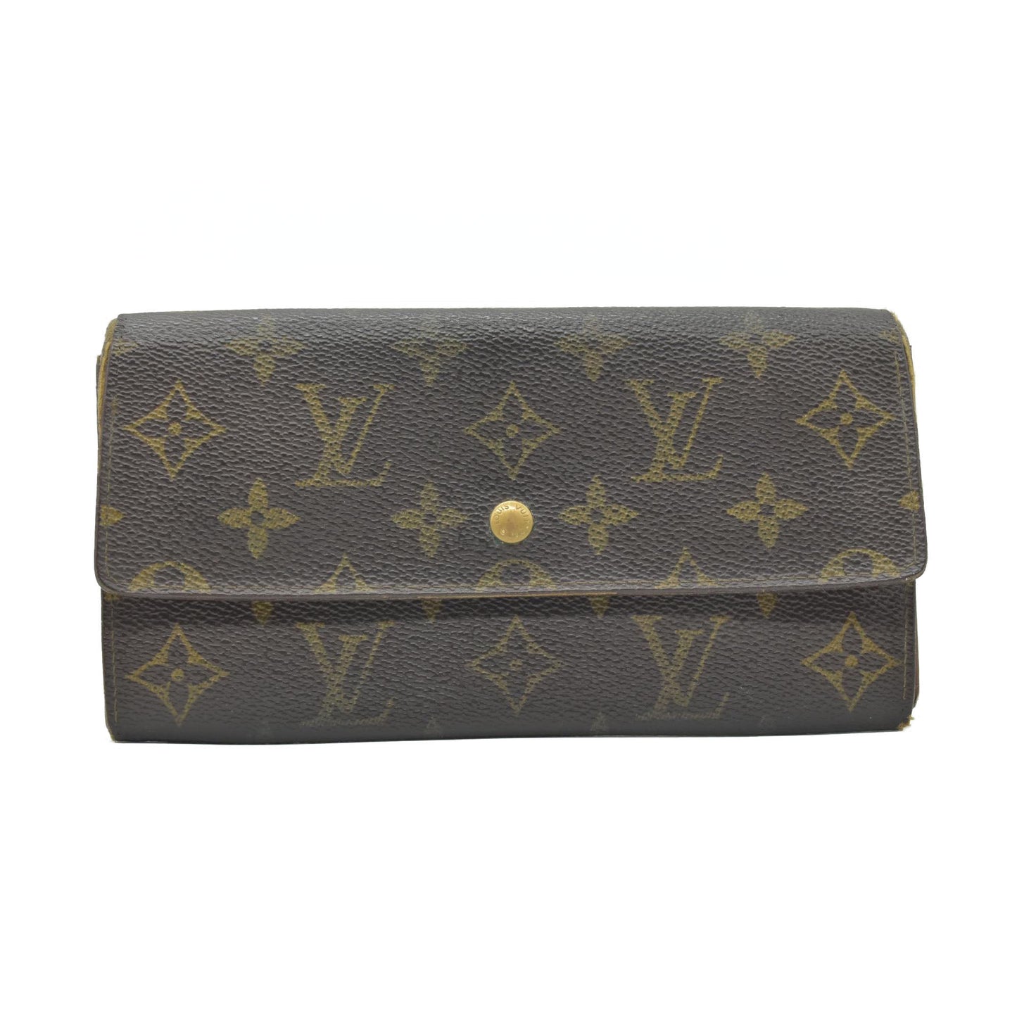 $725 1991 Louis Vuitton Monogram Portefeiulle Sarah Long Bifold Wallet Brown AN0941
