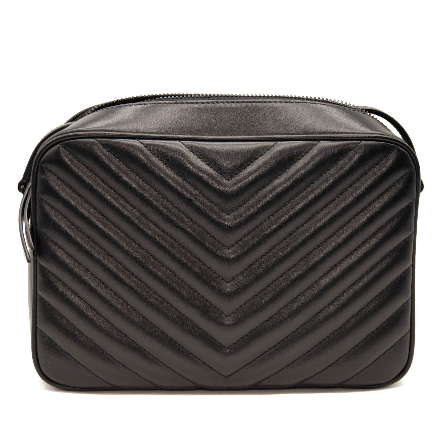 NEW SAINT LAURENT Calfskin Matelasse Monogram Monochrome Lou Camera Bag Black Noir