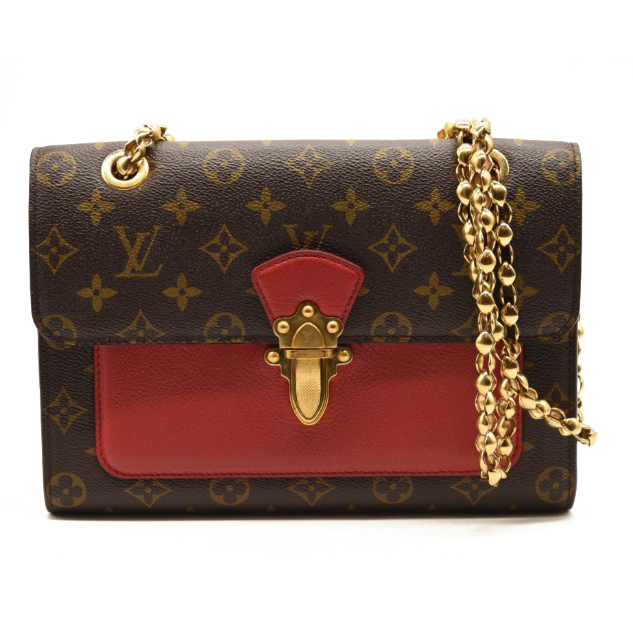 Louis Vuitton Monogram Victoire Cherry Chain Shoulder Bag Red Brown Gold