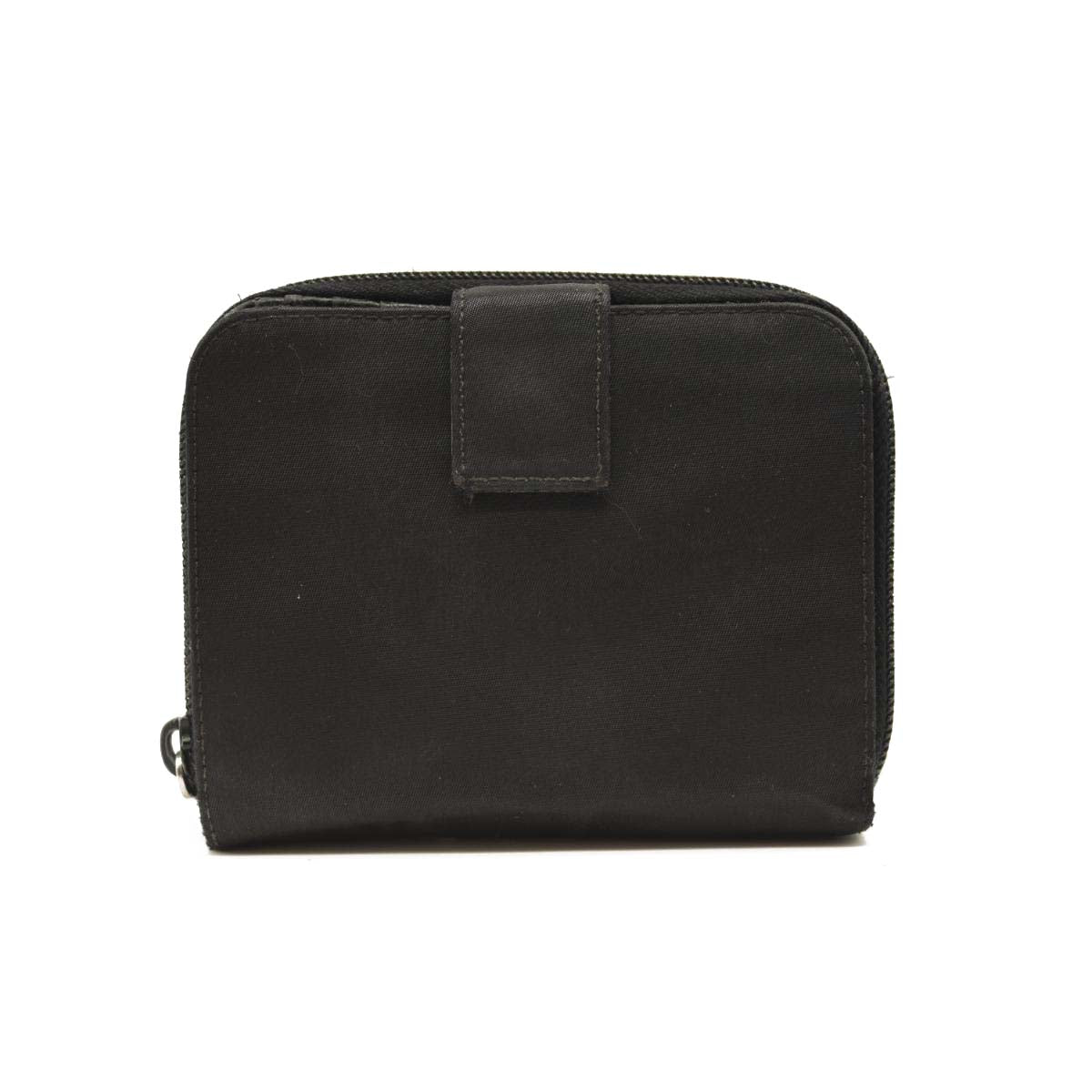 Prada Tessuto Nylon Compact Zip Around Wallet Black