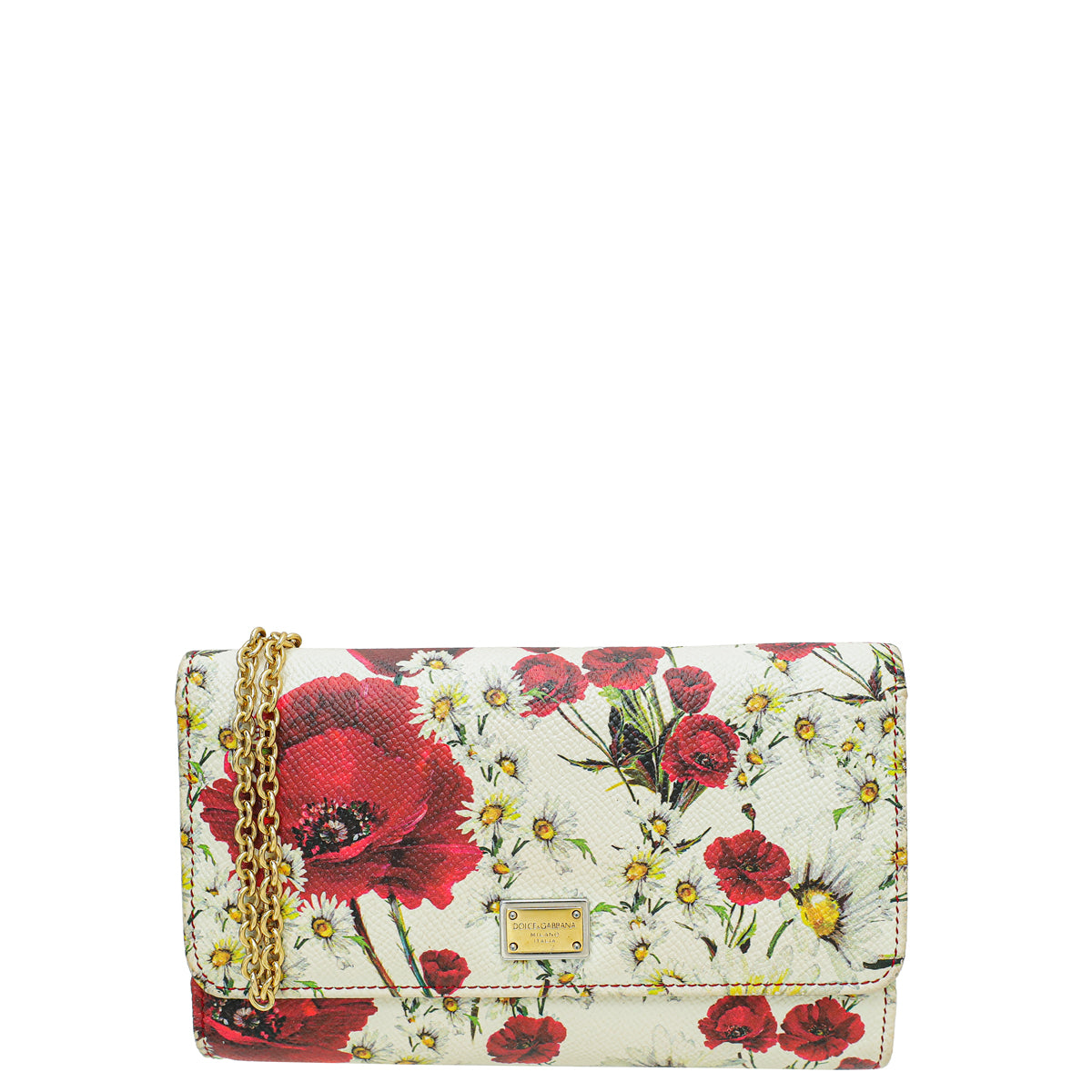 Dolce & Gabbana Mulitcolor Floral  Print Trifold Wallet on Chain
