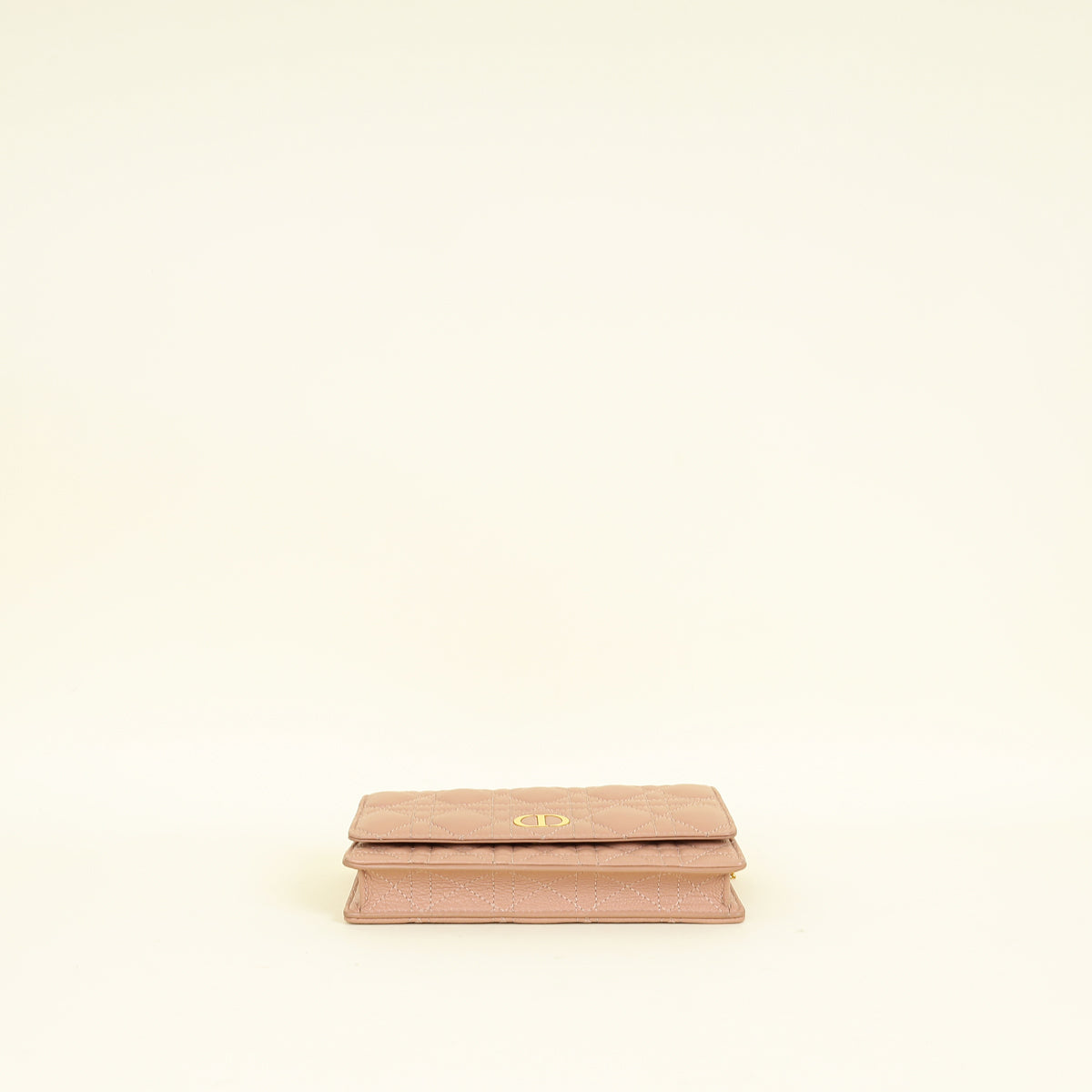 Christian Dior Rose De Vents Caro Cannage Pouch With Chain