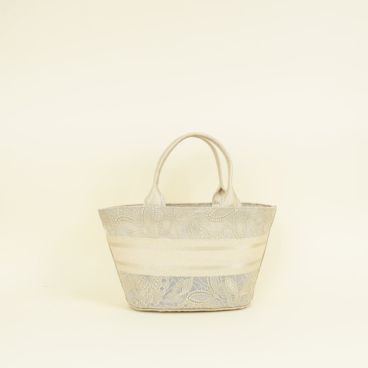 Christian Dior Light Gold Hat Basket Gradient Butterflies Bag