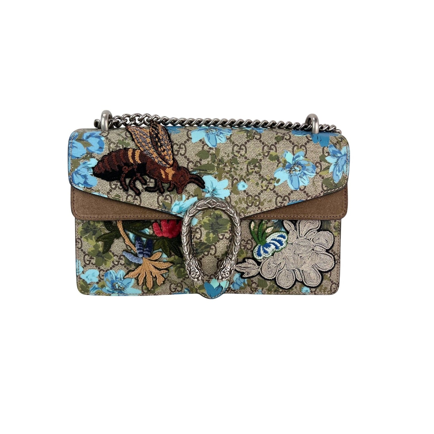 Gucci GG Supreme Bee Embroidered Blooms Medium Dionysus Shoulder Bag
