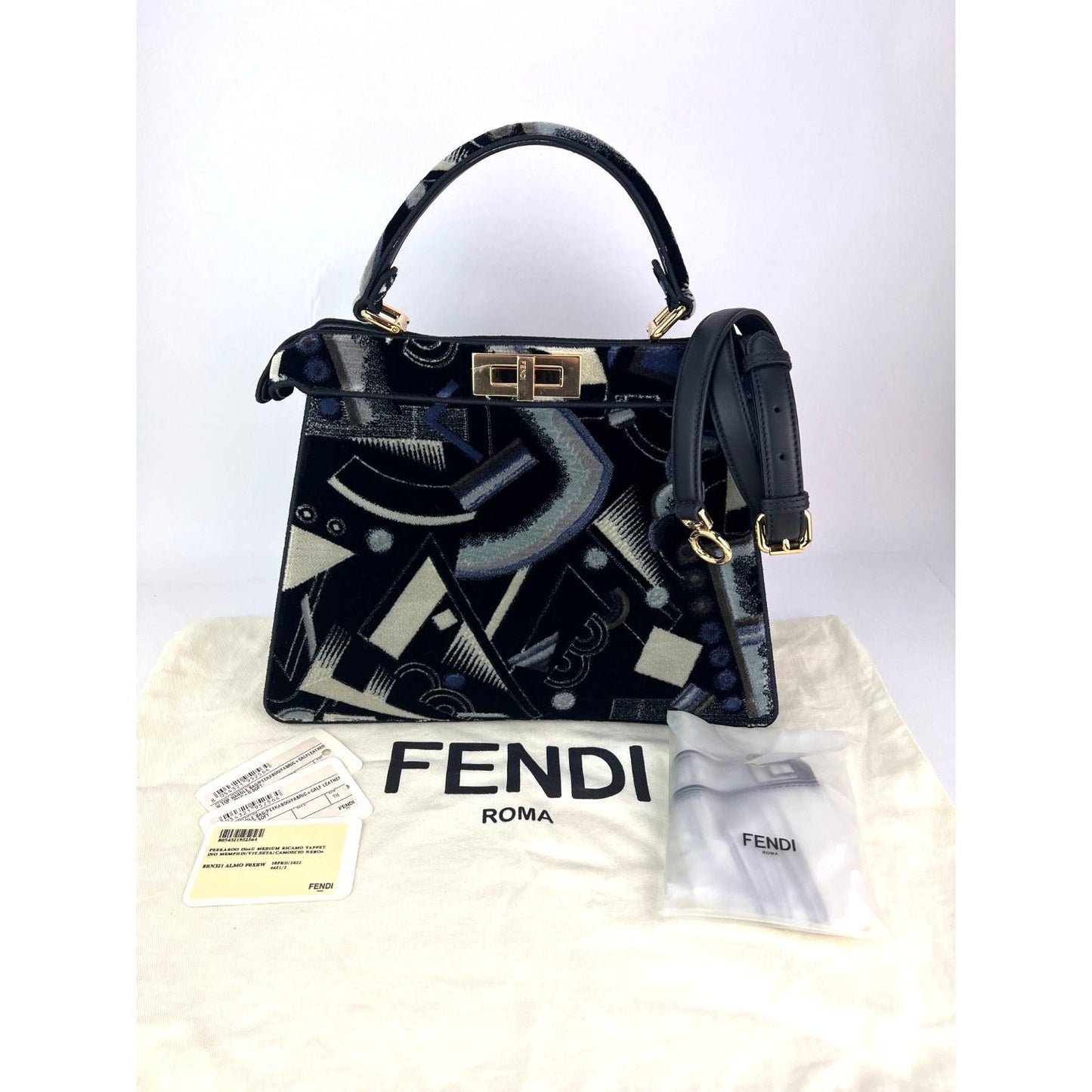 FENDI Peekaboo I See U Medium Velvet Satchel